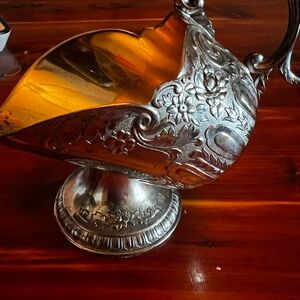 Vintage Raimond Sugar Scuttle Bowl Victorian Pedestal Silver Plated and Copper.